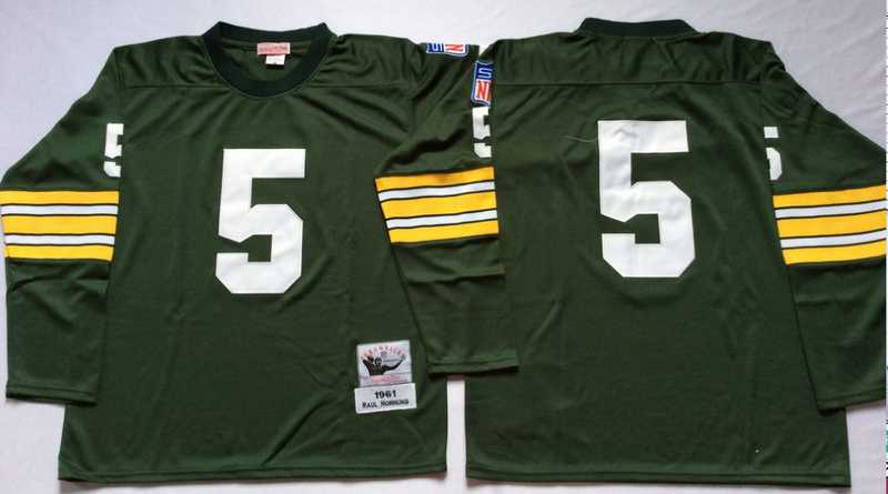 Packers 5 Paul Hornung Green Long Sleeve M&N Throwback Jersey->nfl m&n throwback->NFL Jersey
